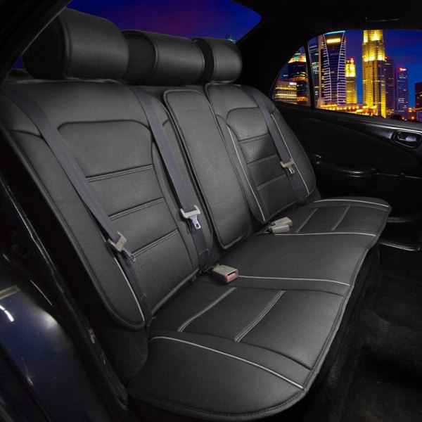 FH Group® - 2nd Row Futuristic Faux Leather 2nd Row Black & Gray Seat Cushions