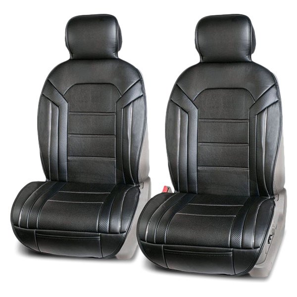  FH Group® - 1st Row Futuristic Faux Leather 1st Row Black Seat Cushions