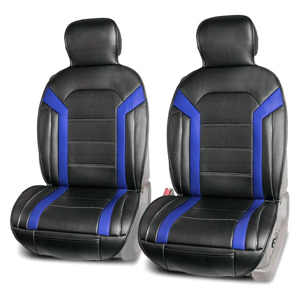  FH Group® - 1st Row Futuristic Faux Leather 1st Row Black & Blue Seat Cushions