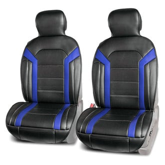 FH Group® - Futuristic Faux Leather 1st Row Black & Blue Seat Cushions