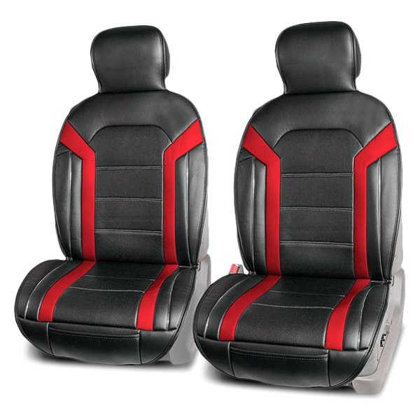  FH Group® - 1st Row Futuristic Faux Leather 1st Row Black & Red Seat Cushions