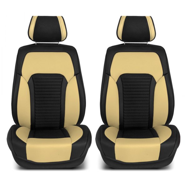  FH Group® - Tour19 Faux Leather 3D Mesh 1st Row Black & Beige Seat Cushions