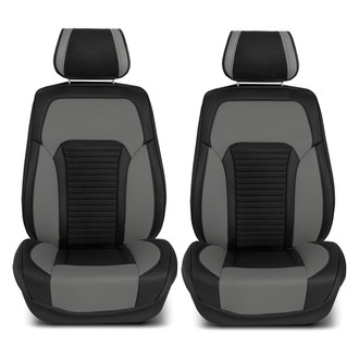 FH Group® - Tour19 Faux Leather 3D Mesh 1st Row Black & Gray Seat Cushions