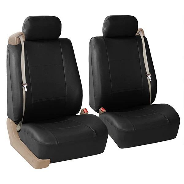  FH Group® - 1st Row All-Purpose Built-in Seat Belt PU Leather 1st Row Black Seat Covers