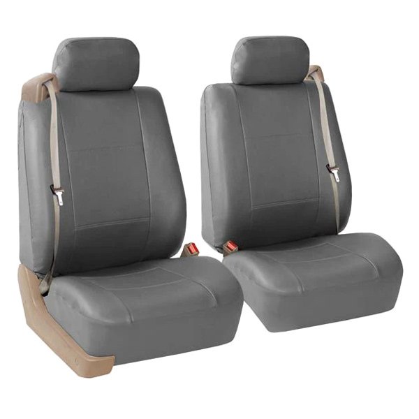  FH Group® - 1st Row All-Purpose Built-in Seat Belt PU Leather 1st Row Gray Seat Covers