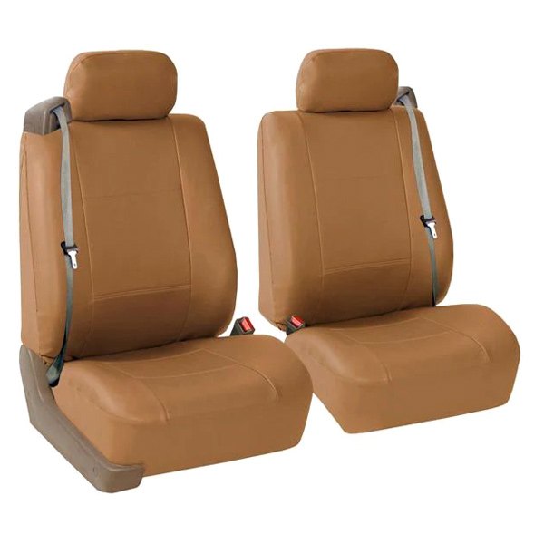  FH Group® - 1st Row All-Purpose Built-in Seat Belt PU Leather 1st Row Tan Seat Covers