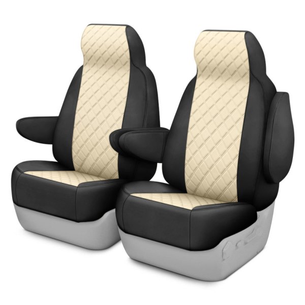  FH Group® - 1st Row Black & Beige Neoprene 1st Row Black & Beige Custom Seat Covers