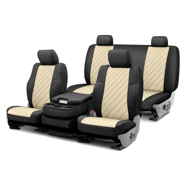  FH Group® - 1st & 2nd Row Black & Beige Neoprene 1st & 2nd Row Black & Beige Custom Seat Covers