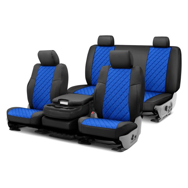  FH Group® - 1st & 2nd Row Black & Blue Neoprene 1st & 2nd Row Black & Blue Custom Seat Covers