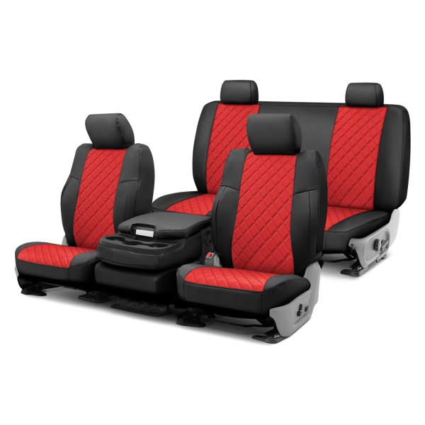  FH Group® - 1st & 2nd Row Black & Red Neoprene 1st & 2nd Row Black & Red Custom Seat Covers