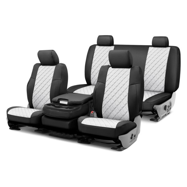  FH Group® - 1st & 2nd Row Black & White Neoprene 1st & 2nd Row White Custom Seat Covers