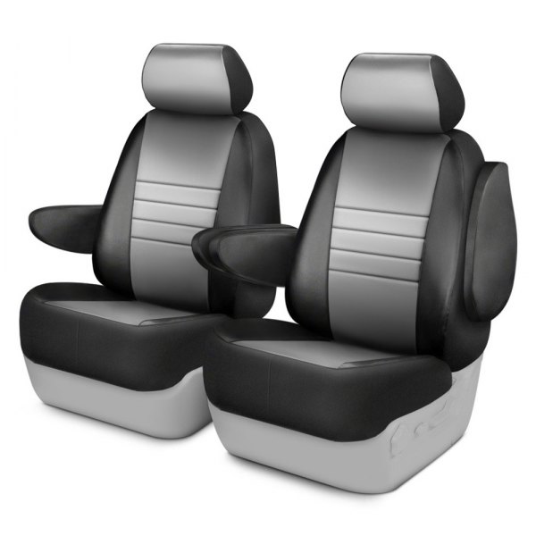  Fia® - LeatherLite™ Series 1st Row Black & Gray Seat Covers