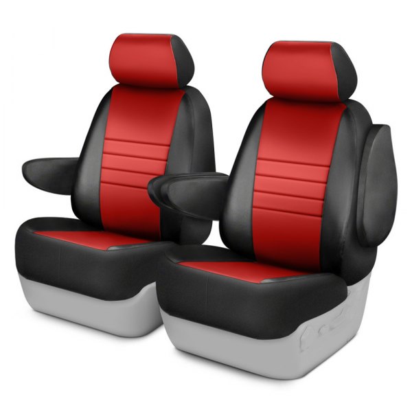  Fia® - LeatherLite™ Series 1st Row Black & Red Seat Covers