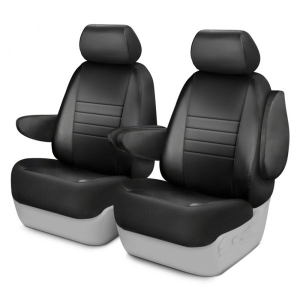 Solid Black Leatherette Fia SL69-74 BLK/BLK Custom Fit Front Seat Cover Bucket Seats 