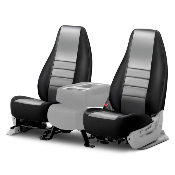  Fia® - LeatherLite™ Series 1st Row Black & Gray Seat Covers