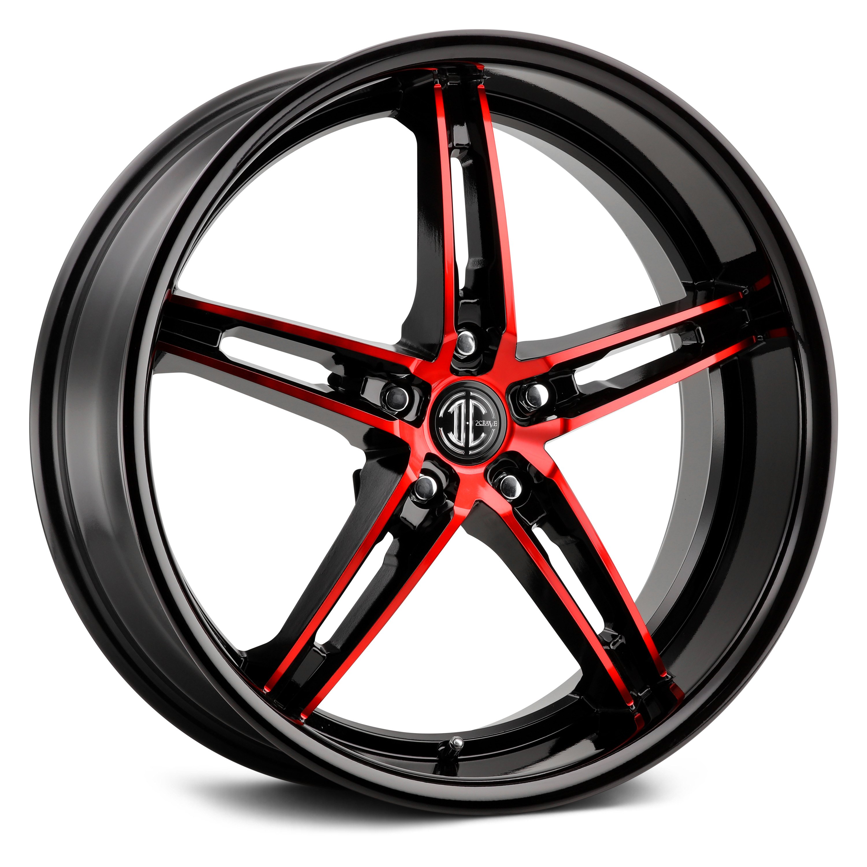 FIERO® NUMBER 38 Wheels - Gloss Black with Red Face Rims