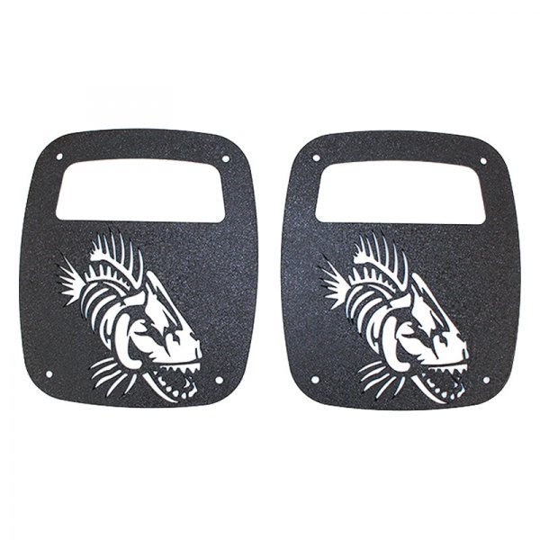 Fishbone Offroad® - Black Tail Light Covers with Fishbone Offroad Logo