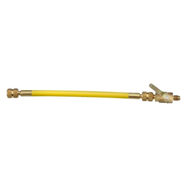 FJC® - 12" Yellow R-12 A/C Charging Hose with Manual Shut-Off Valve