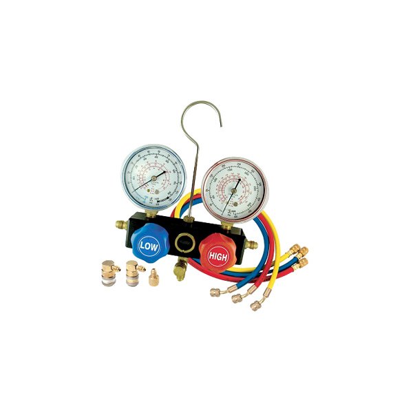FJC® - Aluminum R-134a, R-12, R-22 Dual Manifold Gauge Set with 72" Hoses and Manual Couplers