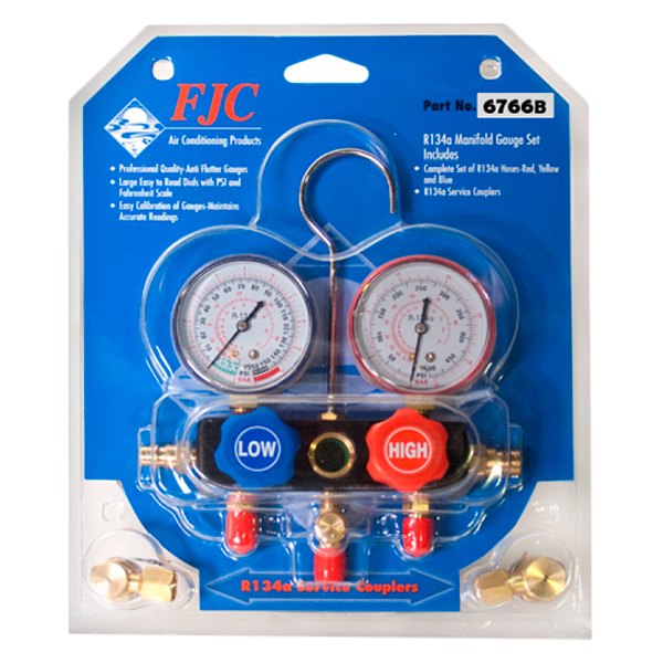 FJC® - Aluminum R-134a Manifold Gauge Set with 72" Hoses and Manual Couplers