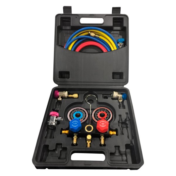 FJC® - Aluminum R-1234yf, R-134a Dual Manifold Gauge Set with 72" Hoses and Manual Couplers