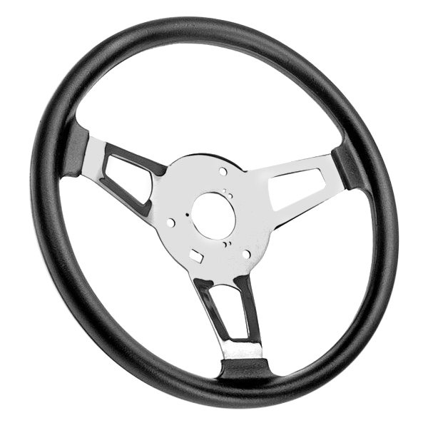 Flaming River® - Black Steering Wheel with Polished Spokes