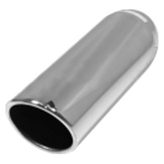 Flo-Pro® - 304 SS Round 20 Degree Rolled Edge Angle Cut Weld-On Polished Exhaust Tip (2.25" Inlet, 3.5" Outlet, 22" Length)
