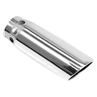 Flo-Pro® - 304 SS Round Rolled Edge Angle Cut Weld-On Polished Exhaust Tip (4" Inlet, 5" Outlet, 14" Length)