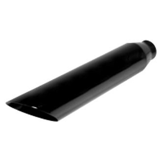 Flo-Pro® - 304 SS Round 45 Degree Non-Rolled Edge Angle Cut Black Powder Coated Exhaust Tip (2.25" Inlet, 3" Outlet, 12" Length)