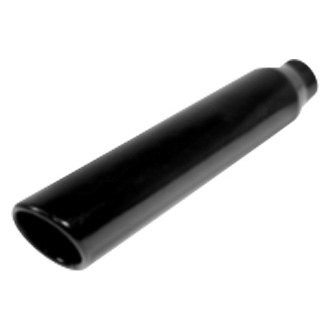 Flo-Pro® - 304 SS Round Rolled Edge Angle Cut Weld-On Black Powder Coated Exhaust Tip (2.5" Inlet, 4" Outlet, 12" Length)