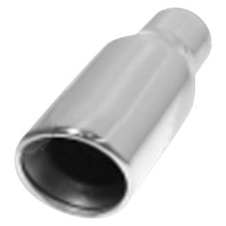 Flo-Pro® - 304 SS Round Resonated Angle Cut Weld-On Double-Wall Polished Exhaust Tip (2.25" Inlet, 3.5" Outlet, 8" Length)