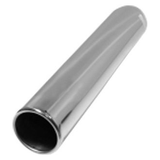 Flo-Pro® - 304 SS Pencil Style Round Rolled Edge Straight Cut Weld-On Polished Exhaust Tip (2" Inlet, 2.25" Outlet, 10" Length)
