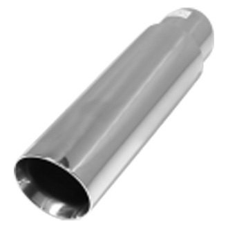 Flo-Pro® - 304 SS Round Beveled Edge Angle Cut Weld-On Double-Wall Polished Exhaust Tip (2.25" Inlet, 2.5" Outlet, 8" Length)
