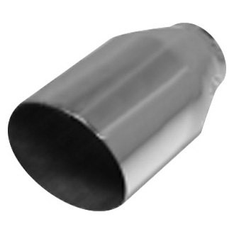 Flo-Pro® - 304 SS Round Non-Rolled Edge Angle Cut Weld-On Single-Wall Polished Exhaust Tip (2.25" Inlet, 4.5" Outlet, 7" Length)
