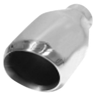 Flo-Pro® - 304 SS Domed Non-Rolled Edge Angle Cut Weld-On Double-Wall Polished Exhaust Tip (2.25" Inlet, 4" Outlet, 8" Length)