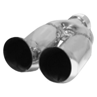 Flo-Pro® - 304 SS Round Turn-Up Angle Cut Weld-On Dual Polished Exhaust Tip (2.25" Inlet, 3" Outlet, 12" Length)