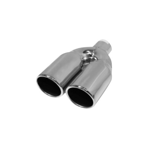 Flo-Pro® - 304 SS Round Rolled Edge Angle Cut Dual Polished Exhaust Tip