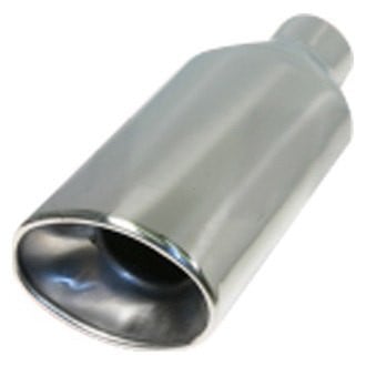 Flo-Pro® - 304 SS Oval Rolled Edge Straight Cut Weld-On Double-Wall Polished Exhaust Tip (2.25" Inlet, 12" Length)