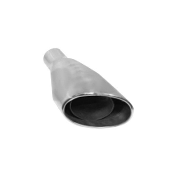 Flo-Pro® - Passenger Side 304 SS Oval Angle Cut Polished Exhaust Tip without Internal Tube