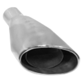 Flo-Pro® - 304 SS Passenger Side Oval Angle Cut Weld-On Polished Exhaust Tip without Internal Tube (2.25" Inlet, 12" Length)