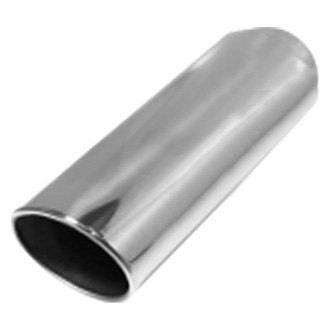 Flo-Pro® - 304 SS Oval Rolled Edge Angle Cut Weld-On Double-Wall Polished Exhaust Tip (2.25" Inlet, 7" Length)