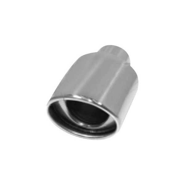 Flo-Pro® - 304 SS Oval Resonated Rolled Edge Angle Cut Polished Exhaust Tip