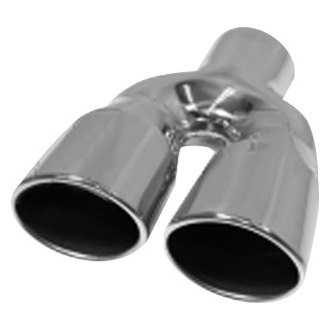Flo-Pro® - 304 SS Round Angle Cut Weld-On Dual Polished Exhaust Tip (2.25" Inlet, 9" Length)