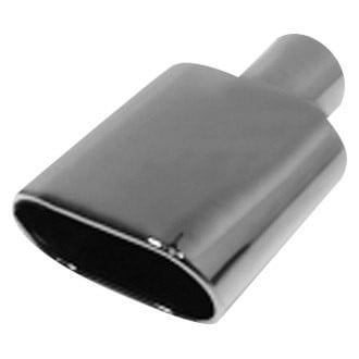 Flo-Pro® - 304 SS Oval Rolled Edge Angle Cut Weld-On Black Chrome Exhaust Tip (2.25" Inlet, 9" Length)