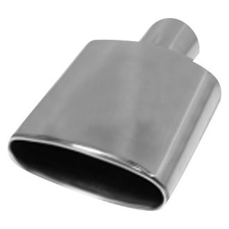Flo-Pro® - 304 SS Oval Rolled Edge Angle Cut Weld-On Polished Exhaust Tip (2.25" Inlet, 9" Length)