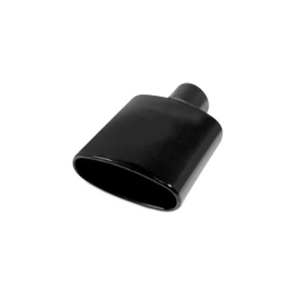 Flo-Pro® - 304 SS Oval Rolled Edge Angle Cut Black Powder Coated Exhaust Tip