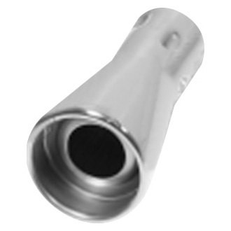 Flo-Pro® - 304 SS Round Rolled Edge Angle Cut Weld-On Double-Wall Polished Exhaust Tip (1.5" Inlet, 2.5" Outlet, 5" Length)