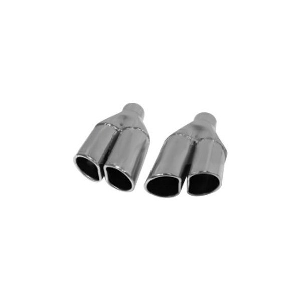 Flo-Pro® - Driver Side 304 SS D-Shape Rolled Edge Angle Cut Dual Polished Exhaust Tip