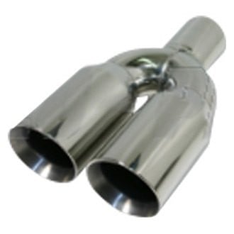 Flo-Pro® - 304 SS Round Angle Cut Weld-On Dual Polished Exhaust Tip (2.5" Inlet, 3.5" Outlet, 13" Length)