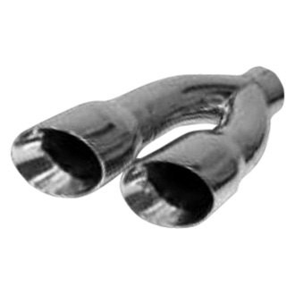 Flo-Pro® - 304 SS Round Angle Cut Weld-On Dual Polished Exhaust Tip (3" Inlet, 4" Outlet, 16" Length)